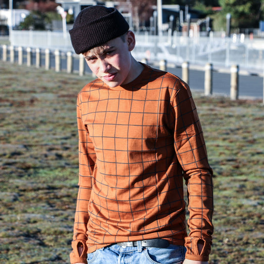 OG Long Sleeve with Thumbloops, Rust Check