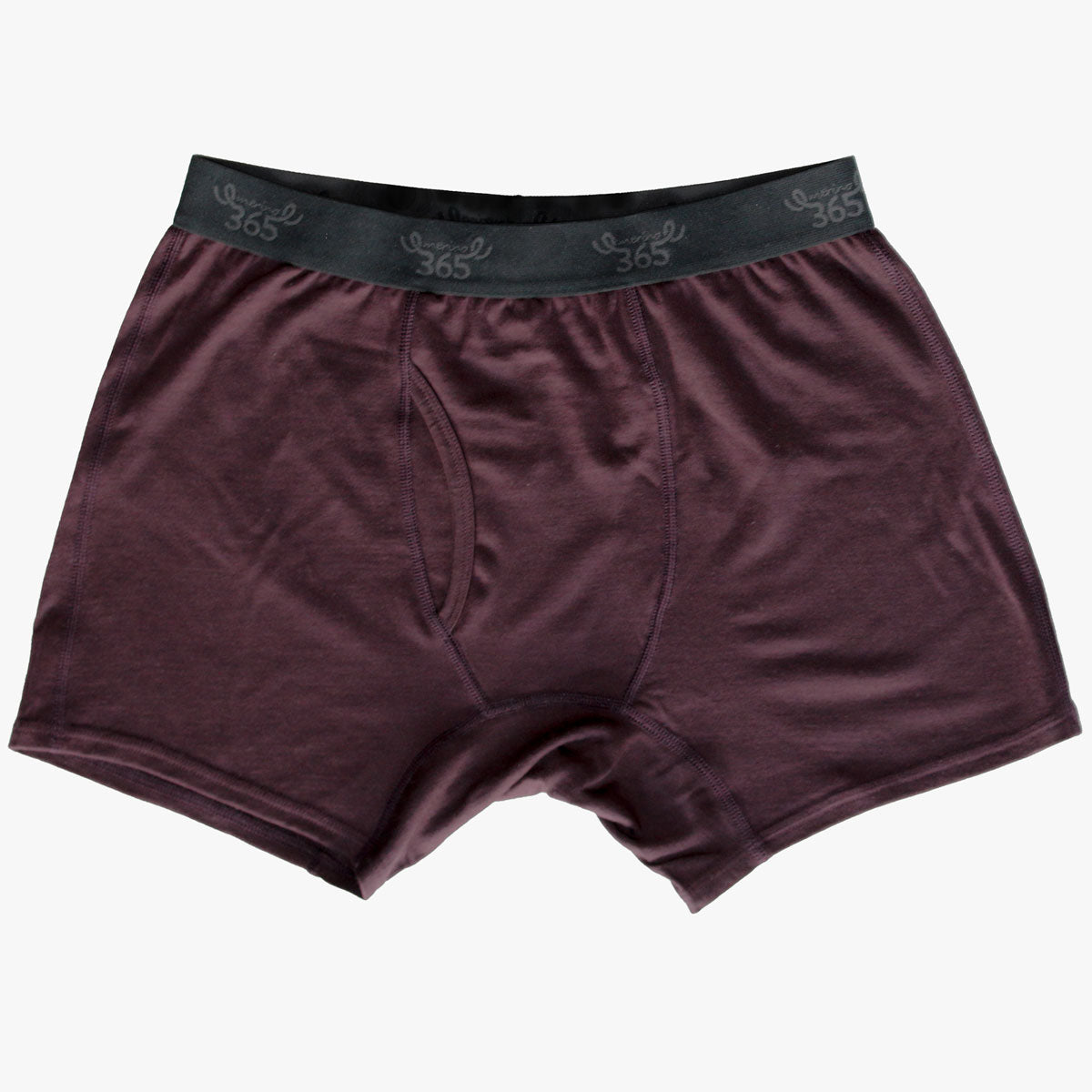 Merino 365 Men's Boxer Brief with Fly, Dark Plum