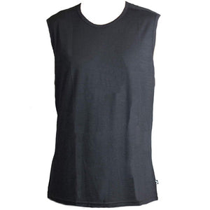 black sleeveless shirt known as the garage tank for men